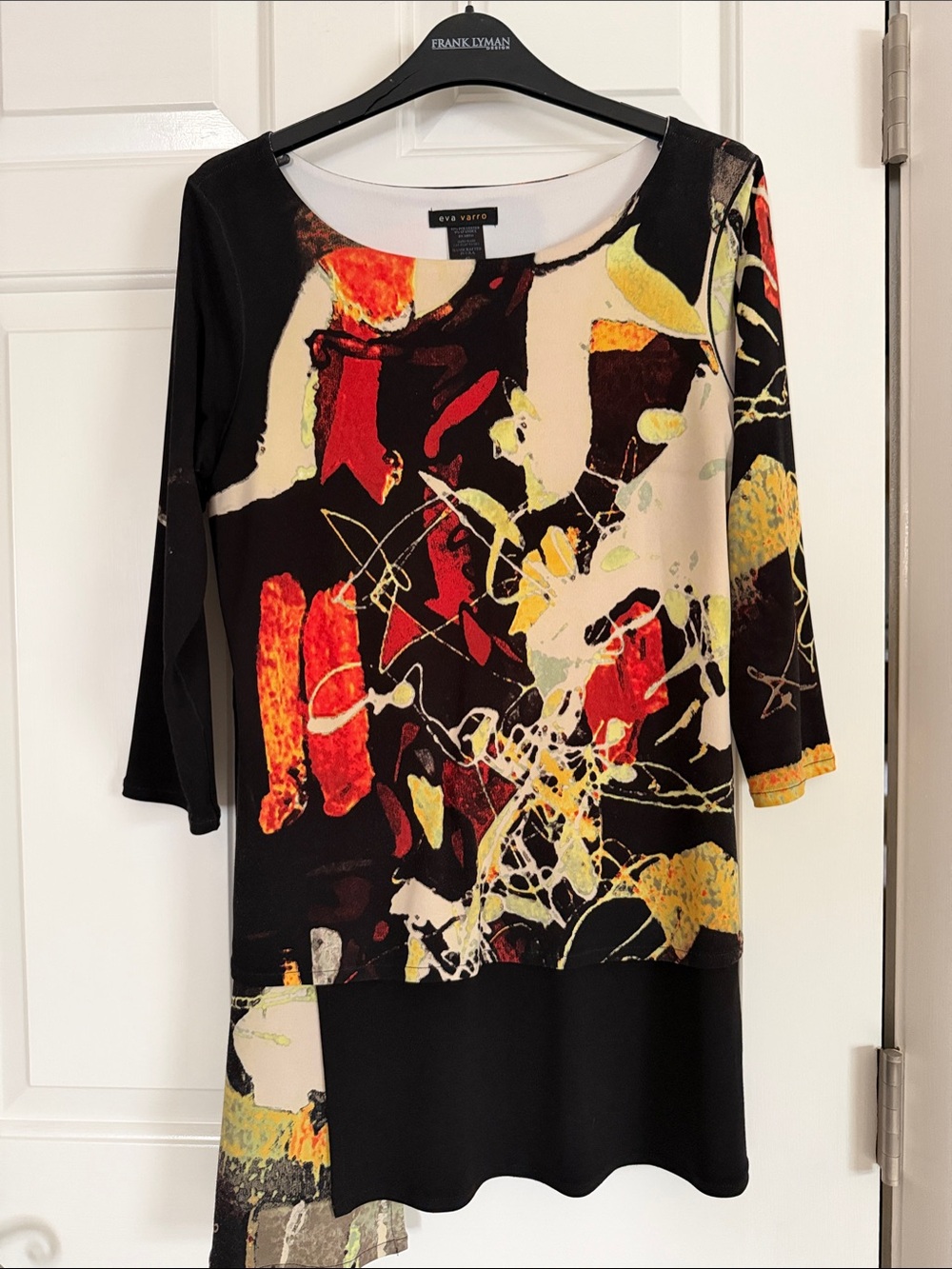 eva varro Black Multicolor Abstract Print Tunic